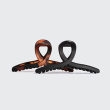 Load image into Gallery viewer, Recycled Plastic Large Loop Claw Clips 2pc - Black & Tort