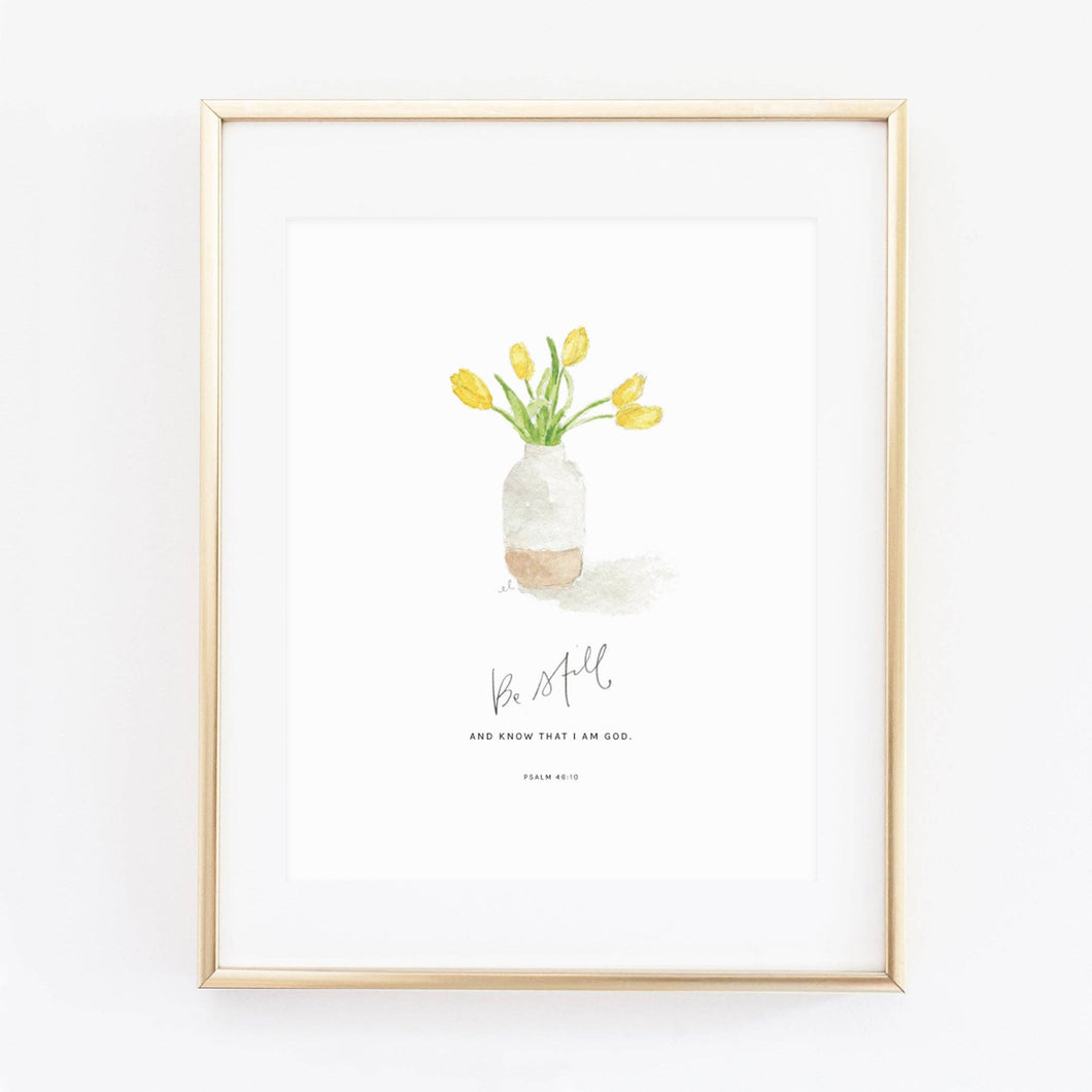 Psalm 46:10 Tulips Scripture Print