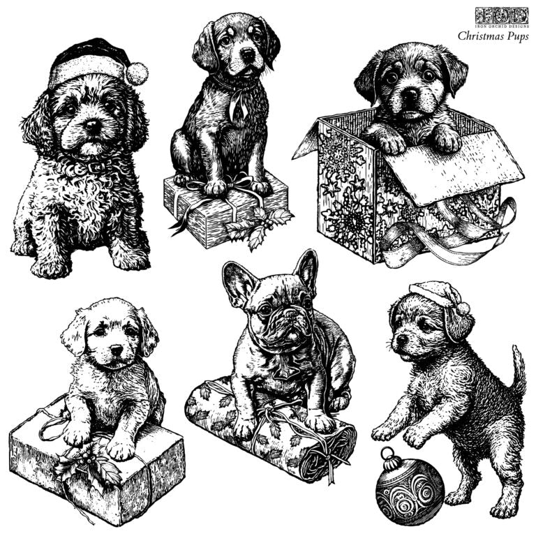 IOD Christmas Pups 12 X 12 Stamp