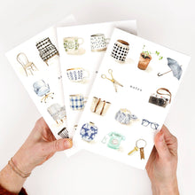 Load image into Gallery viewer, Softtouch Cover Notebook with Original Watercolor Artwork: Everyday things

