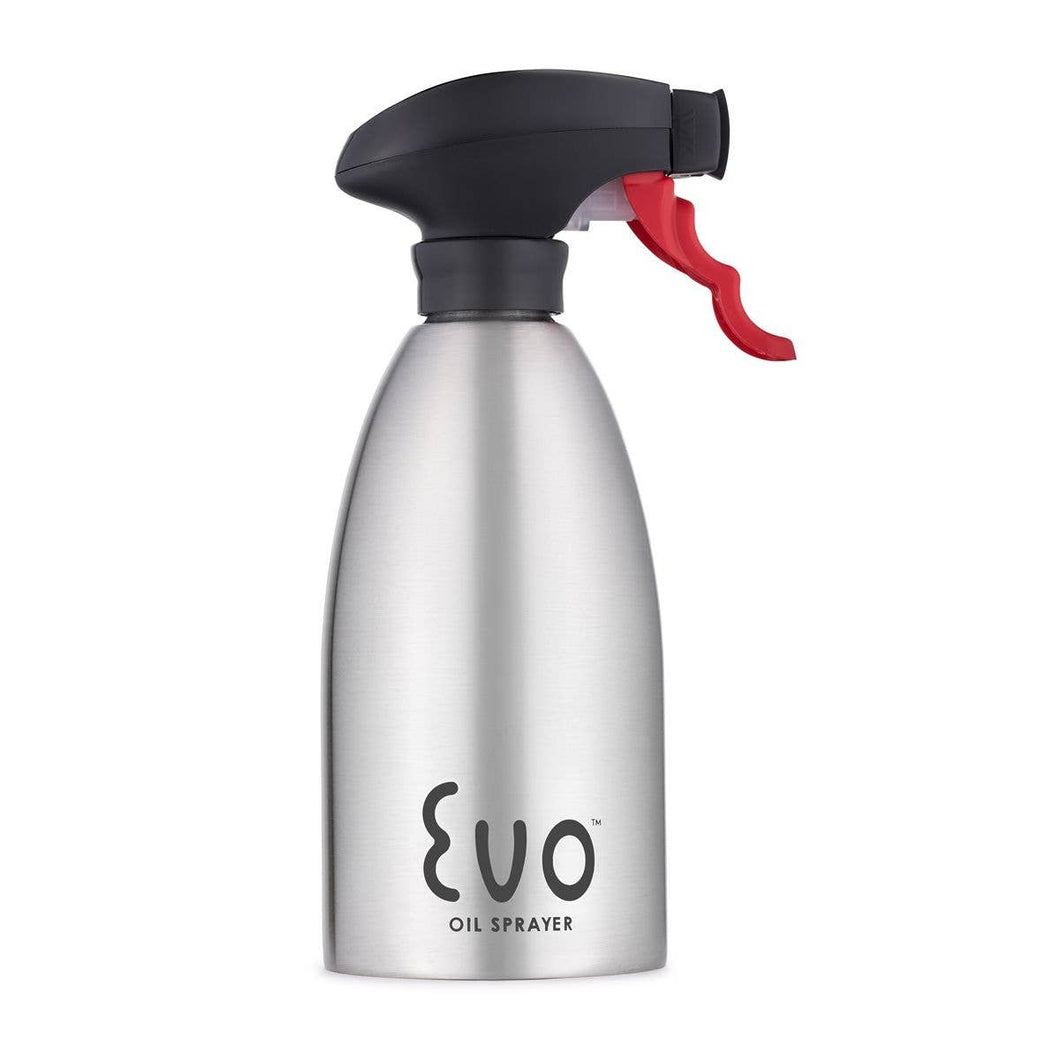 Evo Stainless Steel Oil Sprayer – Refillable 16oz Bottle: Silver