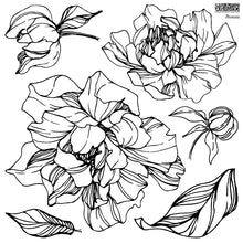 Load image into Gallery viewer, IOD Peonies DECOR STAMP 12 × 12 (2 sheets) - NEW Spring 2021 Release
