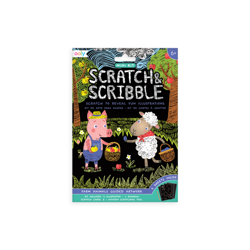 ooly Farm Animals Scratch and Scribble Mini Art Kit